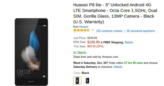 Fotografía - [Trato Alerta] Huawei P8 Lite a la venta por $ 199 ($ ​​50 de descuento) A través de Amazon